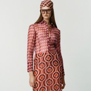 Printed Organza Blouse - NWT M